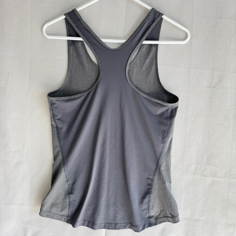 Nike Pro Dri-FIT Racerback Workout Tank Top Gray Swoosh Medium M